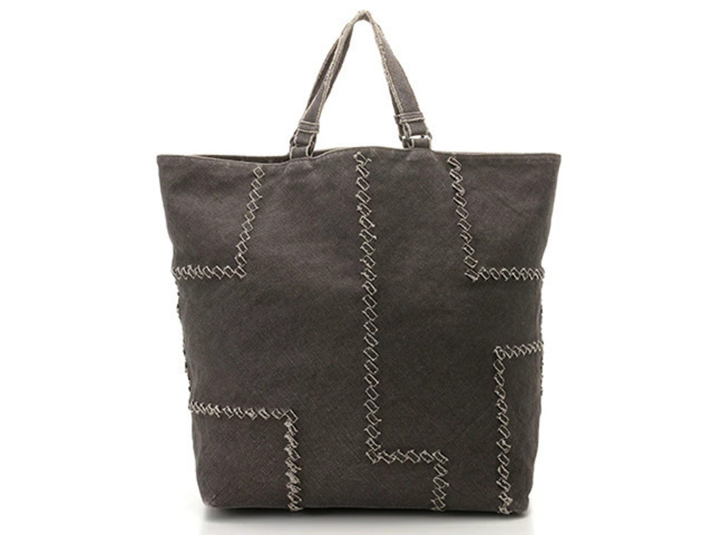 BOTTEGA VENETA bag tote canvas gray brown